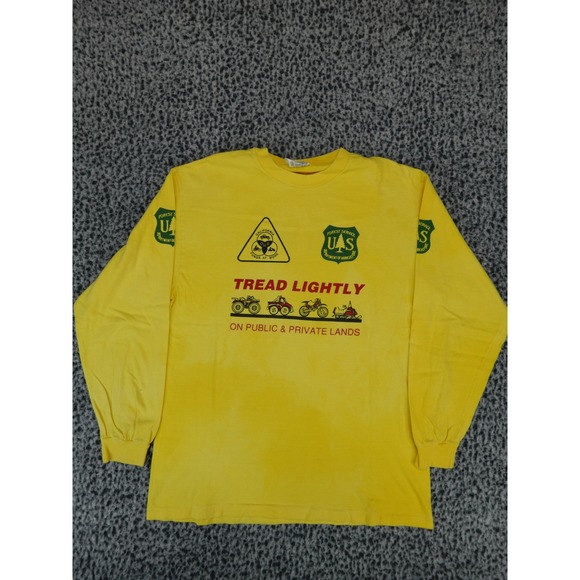 US Forest Service Tread Lightly Yellow Long Sleeve Graphic T-Shirt‎ Mens Medium